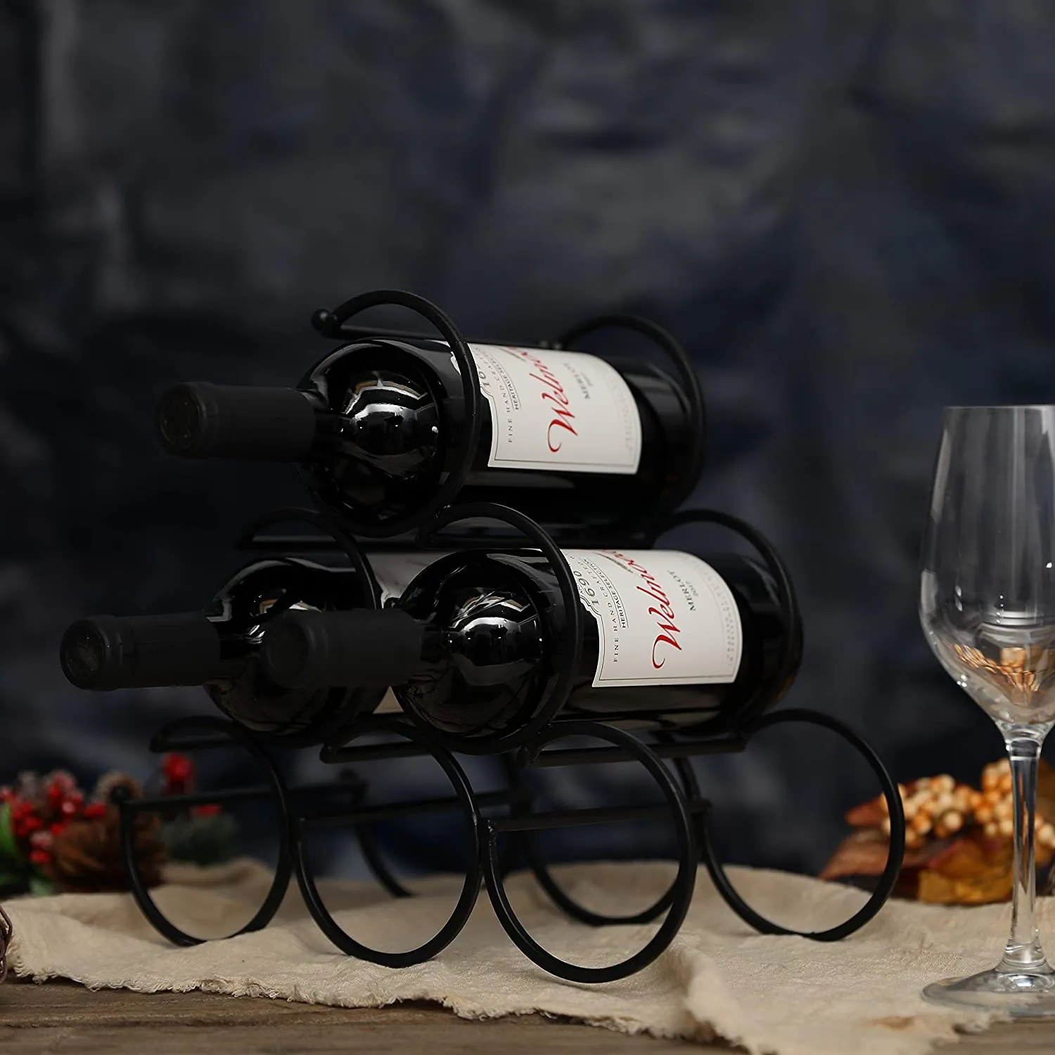 11.6”x6.3”x10.8” Iron Tabletop Wine Rack