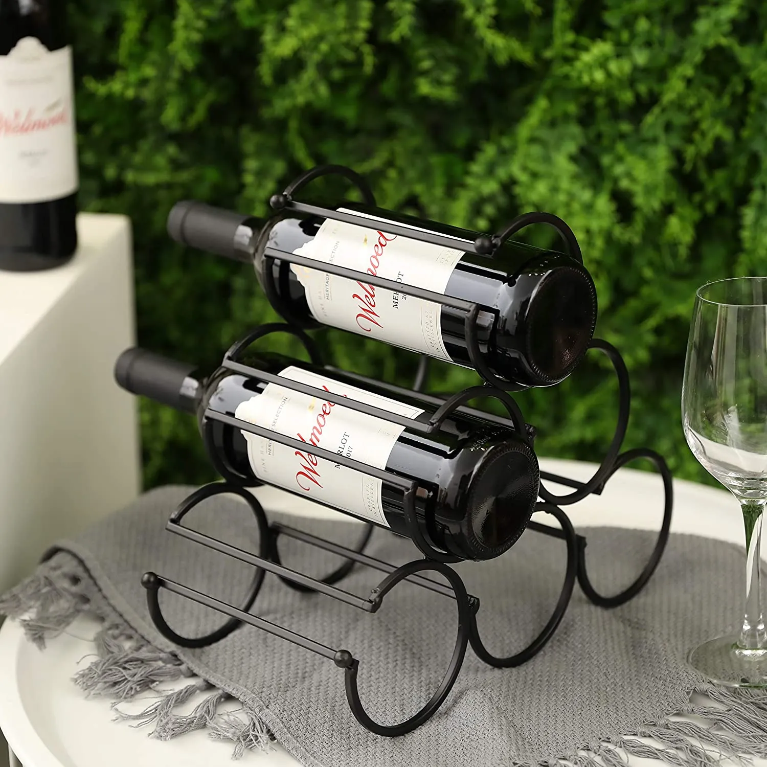 11.6”x6.3”x10.8” Iron Tabletop Wine Rack