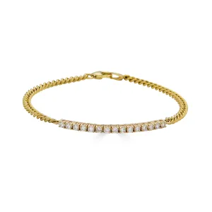 14k Yellow Gold 0.70Ct Diamond with 3MM Cuban Bracelet