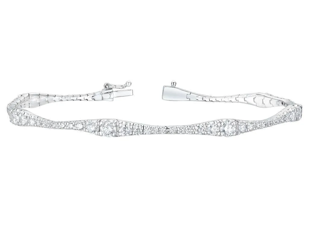 18ct White Gold 2.88ct Graduated Diamond Line Bracelet