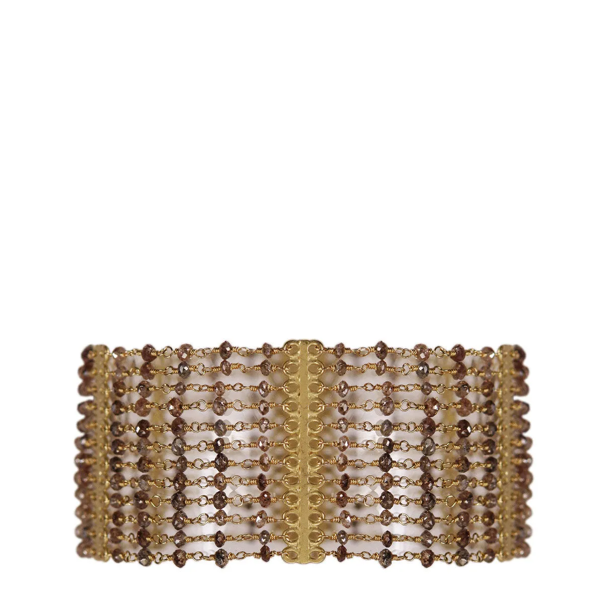 18K Gold 12 Strand Brown Diamond Bracelet