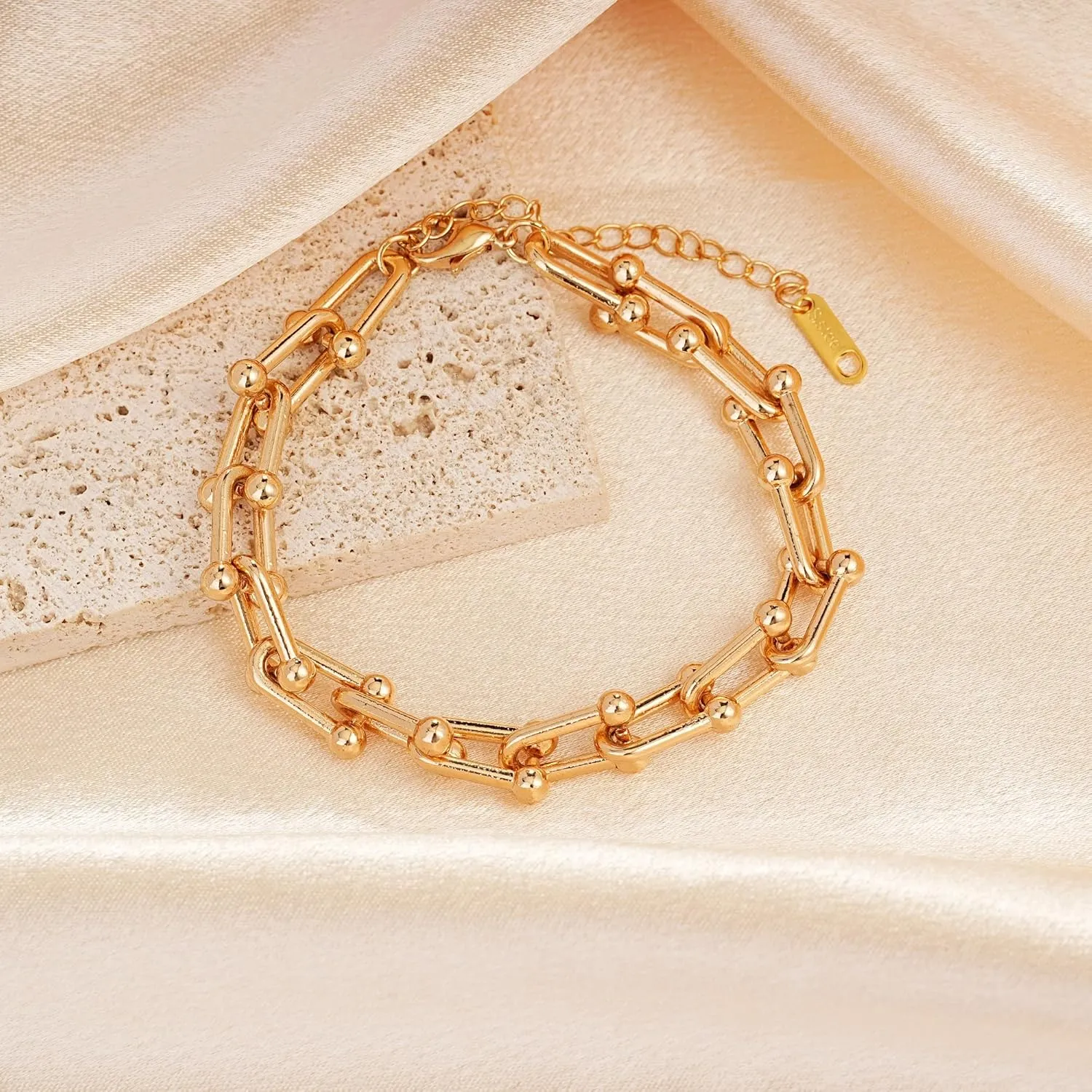 18K Gold Plated Gold Paperclip Bracelet Gold Chain Bracelet for Women Dainty Link Bracelet Gift for Her