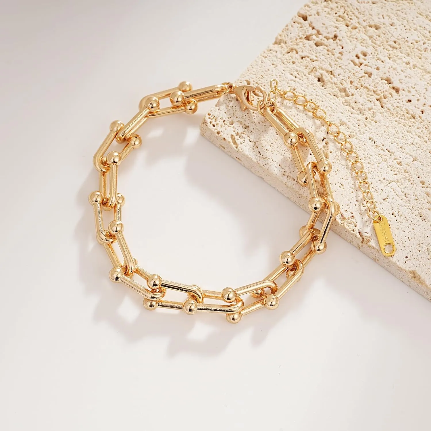 18K Gold Plated Gold Paperclip Bracelet Gold Chain Bracelet for Women Dainty Link Bracelet Gift for Her