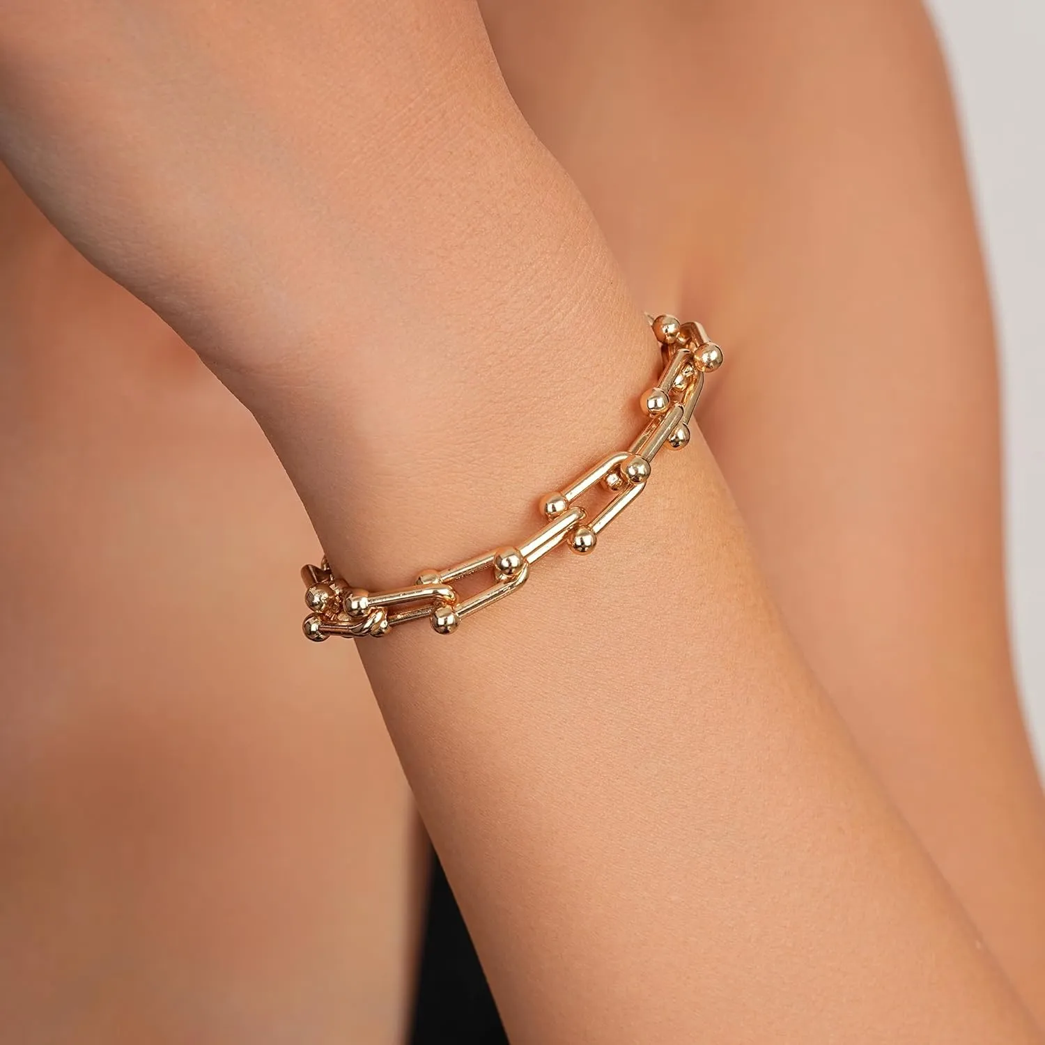 18K Gold Plated Gold Paperclip Bracelet Gold Chain Bracelet for Women Dainty Link Bracelet Gift for Her