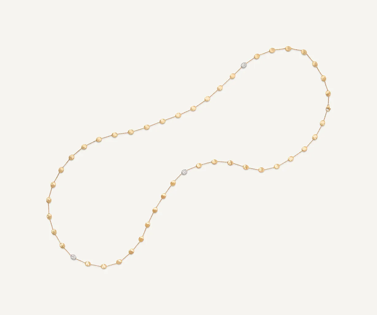 18K Yellow Gold Gold & Diamond Large Bean Long Necklace