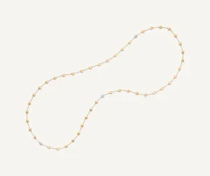 18K Yellow Gold Gold & Diamond Large Bean Long Necklace