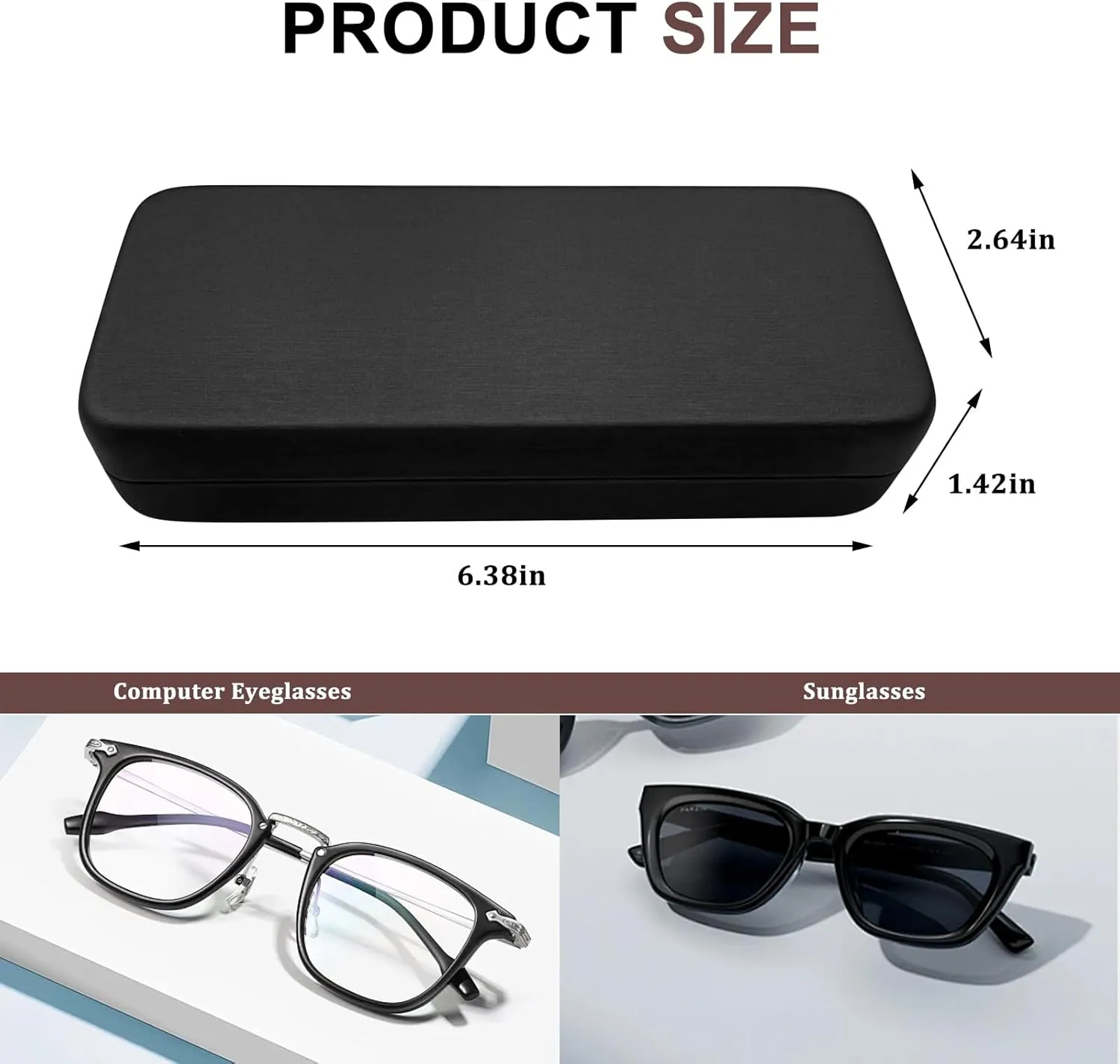 2 Pcs Hard Shell Eyeglass Case,Glasses Case Hard Shell,PU Leather Glasses Case,Hard Glasses Case