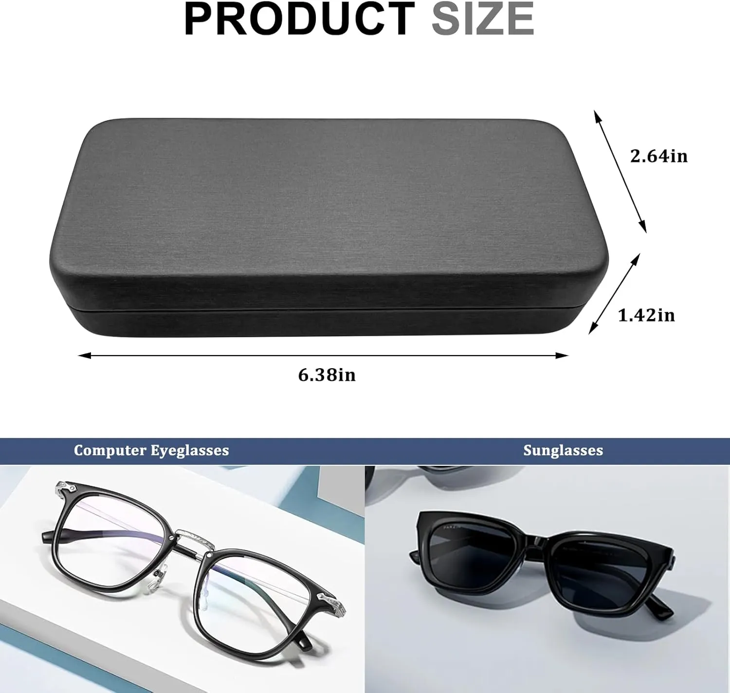 2 Pcs Hard Shell Eyeglass Case,Glasses Case Hard Shell,PU Leather Glasses Case,Hard Glasses Case