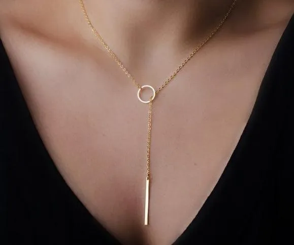 2017 New Gold Multilayer Hammer Chain Bar Necklace Long Strip Pendant Necklace Collar joyeria collier Femme Colares mujer Bijoux