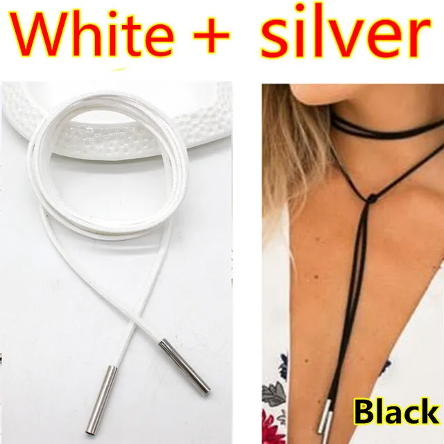 2PCS 2017 New choker necklace black leather punk korea Long Rope chain collier femme sexy statement steampunk Tube velvet choker