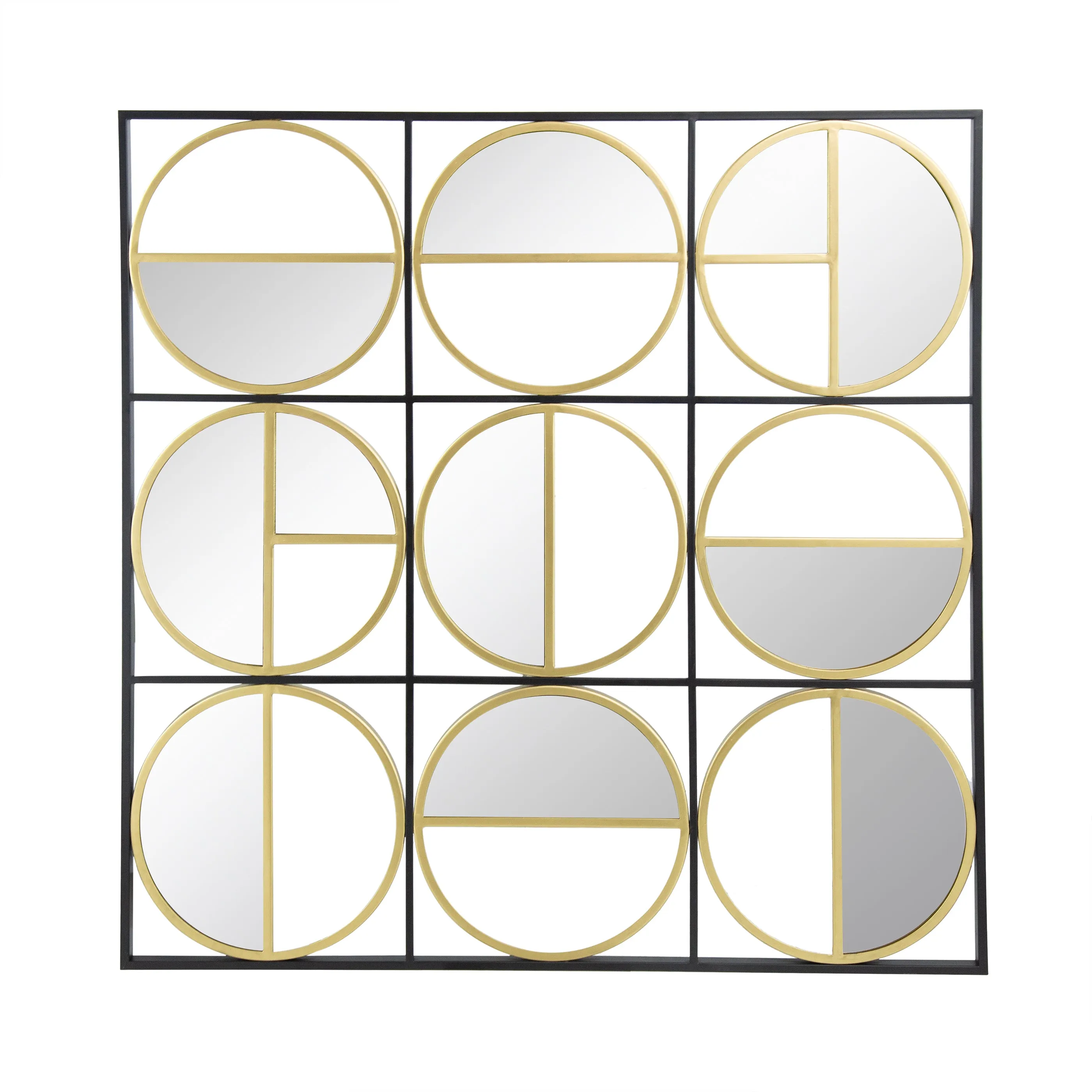 35.6" in Eclectic Styling Metal Beaded Black Wall Mirror with Contemporary Design for Bedroom,Liveroom & Entryway