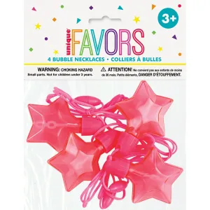 4 Bubble Neon Pink Necklaces 2x2.25in Star