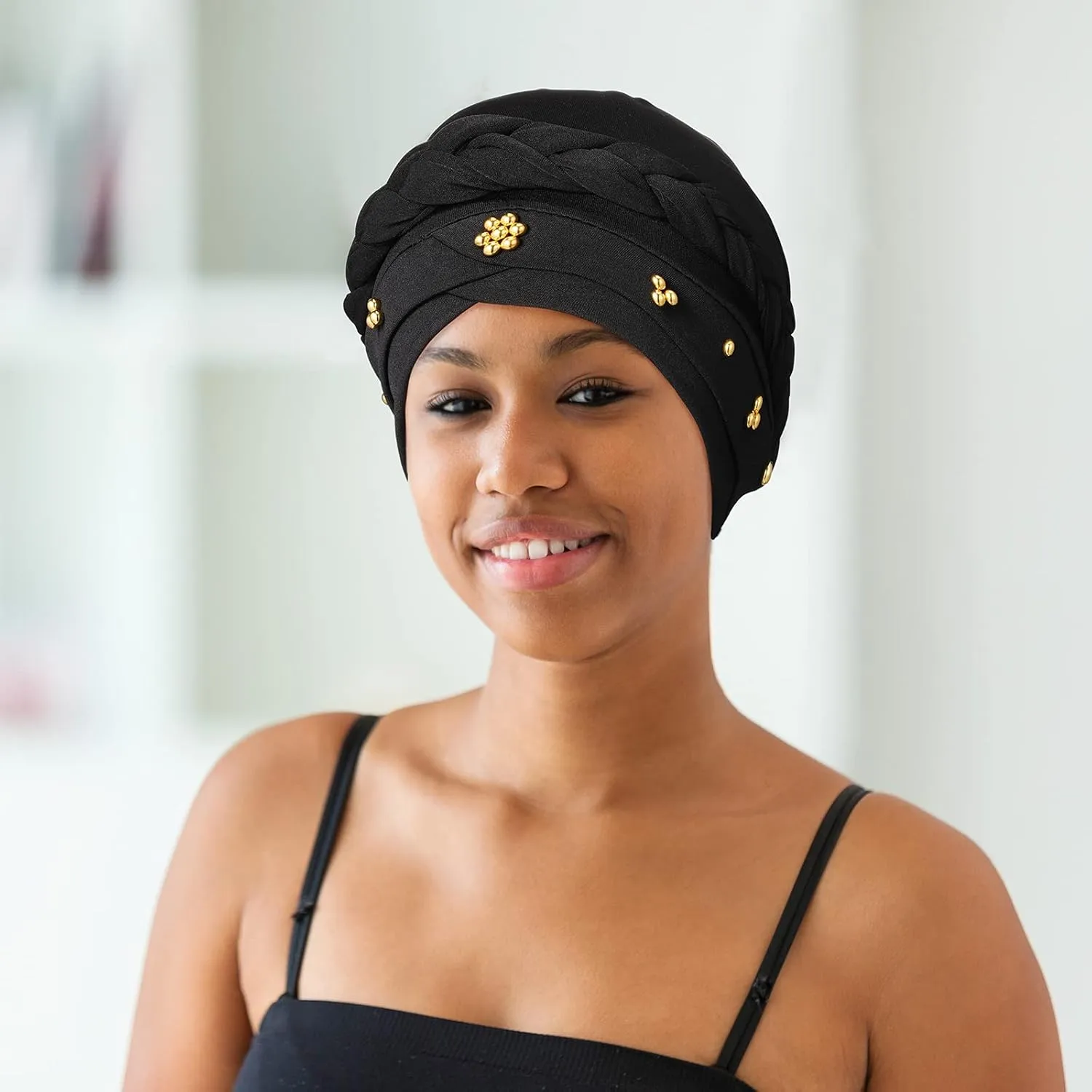 6 Pieces Turbans for Women Turban Head Wraps for African Black Women Headscarf Cap Beanie Wrap Braided