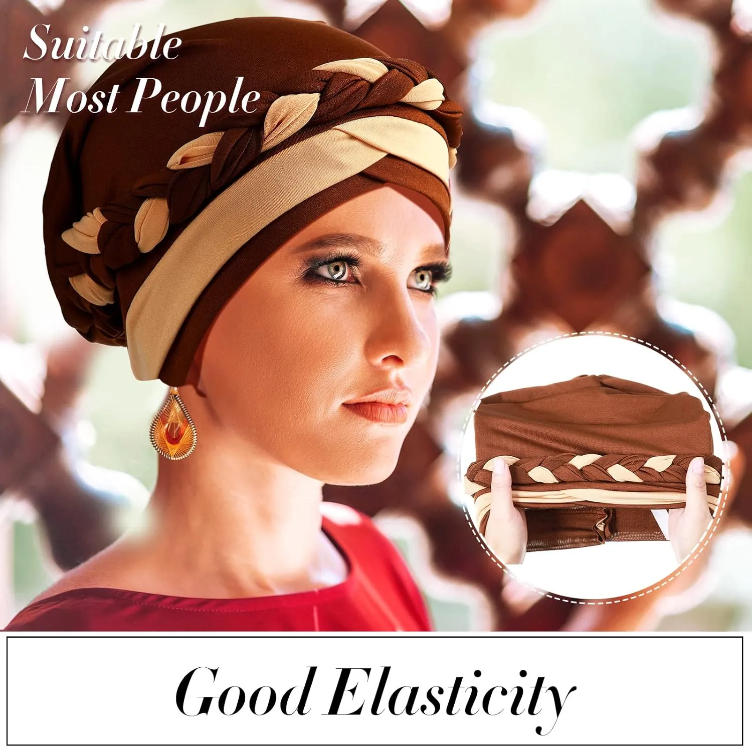 6 Pieces Turbans for Women Turban Head Wraps for African Black Women Headscarf Cap Beanie Wrap Braided