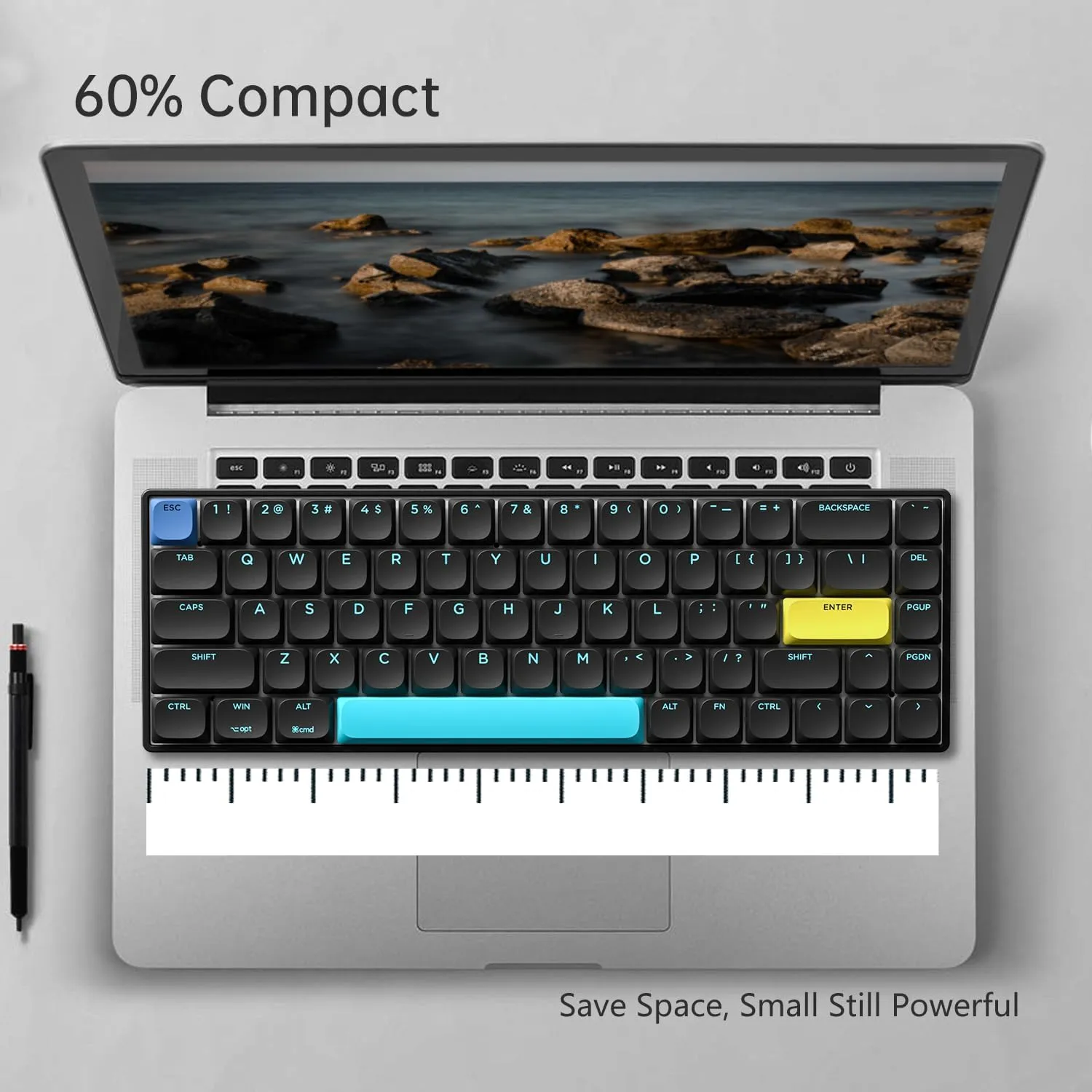 68 Key Low-Profile Mechanical Keyboard, Supports Multiple Devices, Tri-Mode Wired/2.4G Wireless/Bluetooth, 60% Compact, Compatible with Mac/Win, 1500mAh Rechargeable (Black, Brown Switch)