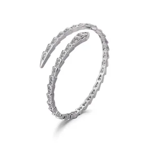 925 Silver Full Diamond Snake Bone Bracelet