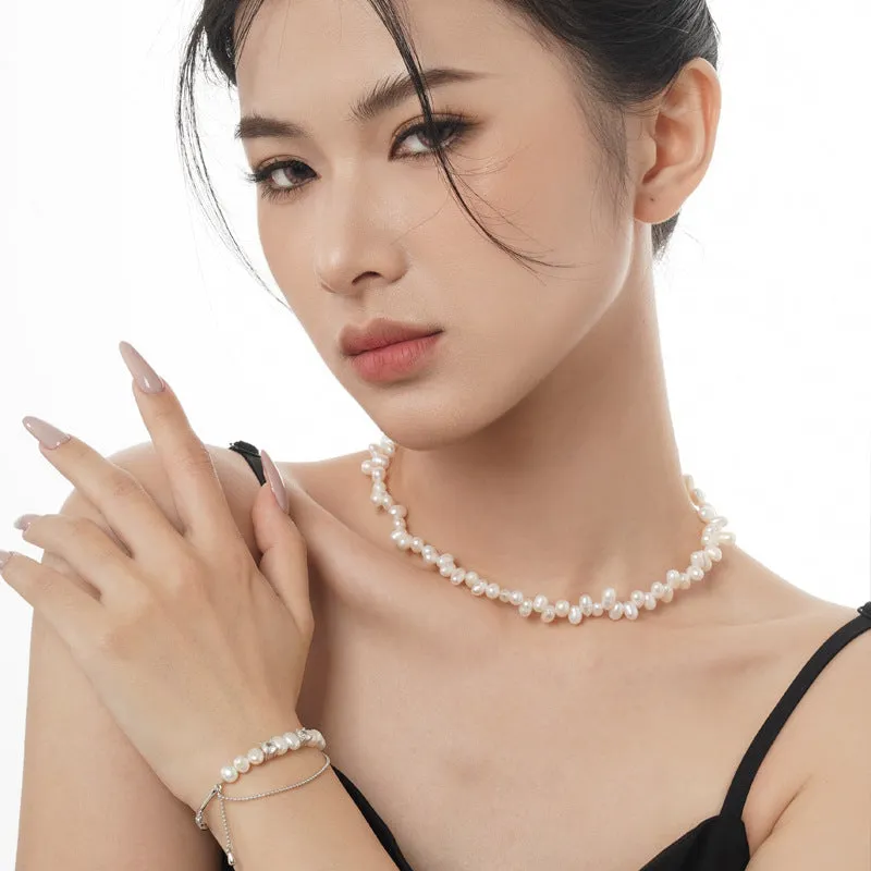 925 Silver Short Irregular Pearl Necklace
