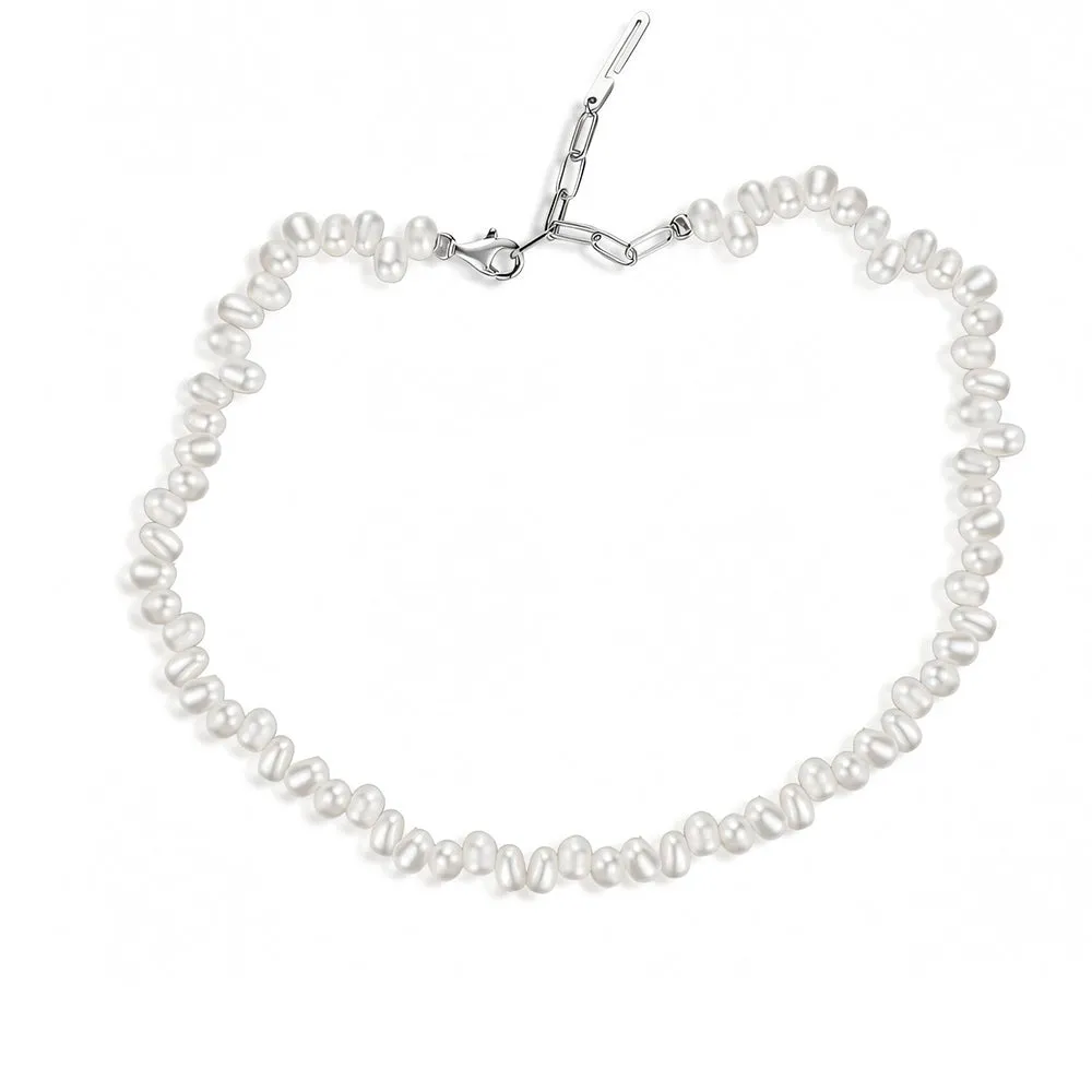 925 Silver Short Irregular Pearl Necklace