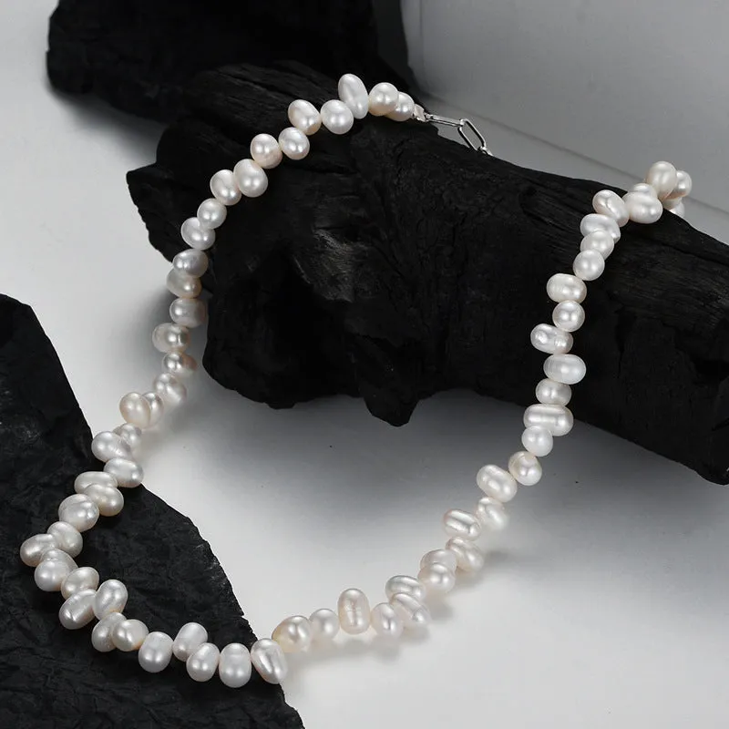 925 Silver Short Irregular Pearl Necklace