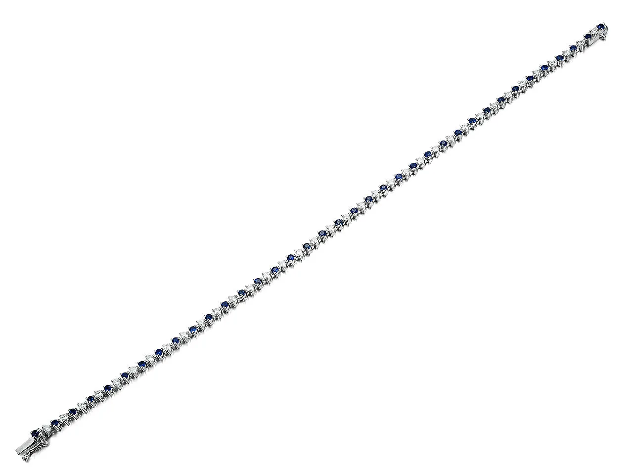 9ct White Gold 1.25ct Blue Sapphire And 1.00ct Diamond Line Bracelet