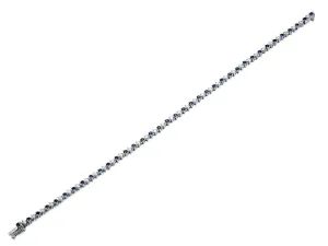 9ct White Gold 1.25ct Blue Sapphire And 1.00ct Diamond Line Bracelet