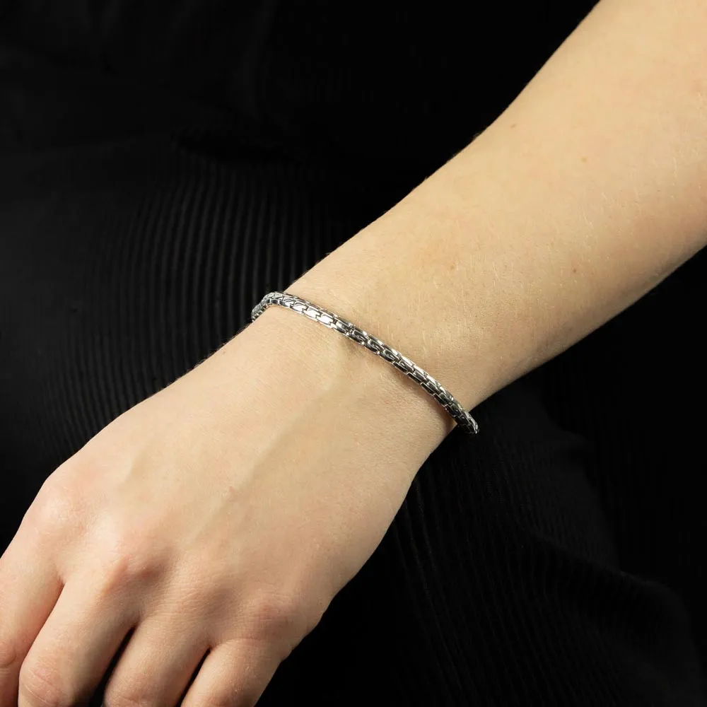 9ct White Gold Snake Effect Bracelet GB510