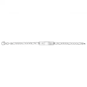 Acotis Silver ID Bracelet Figaro Zirconia Set for Babies G2228