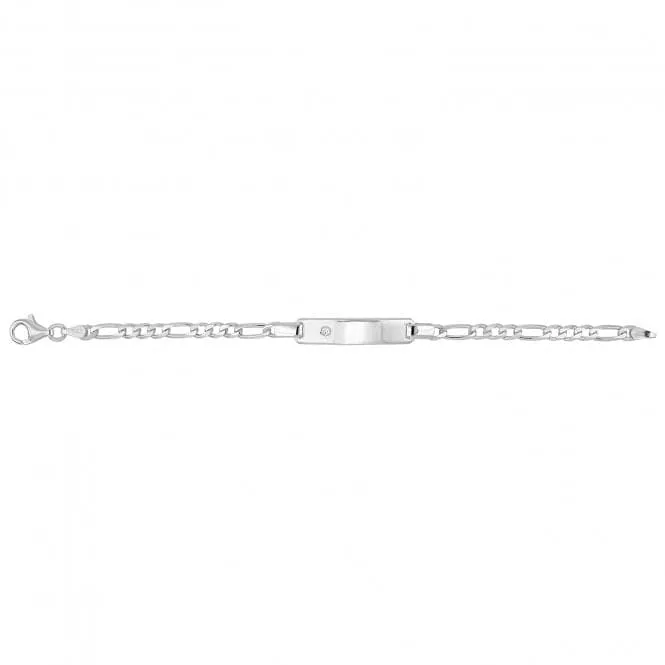 Acotis Silver ID Bracelet Figaro Zirconia Set for Babies G2228