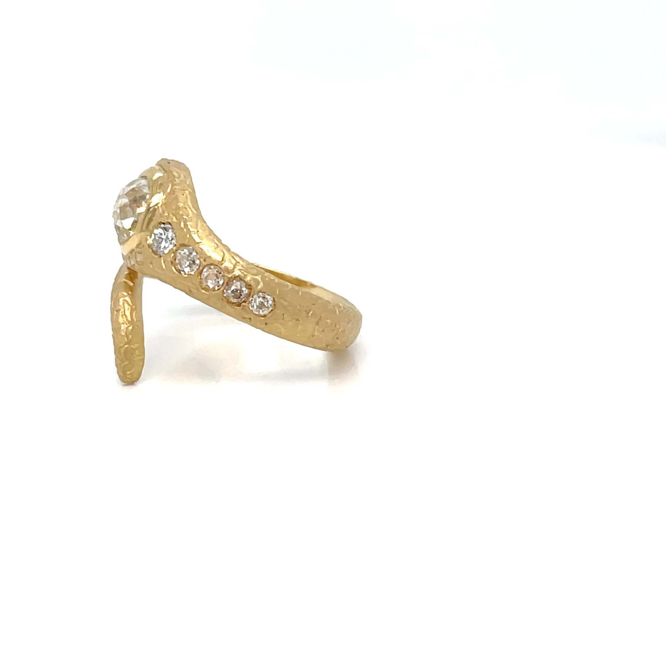 Antique Diamond Coiled Snake Engraved Ring