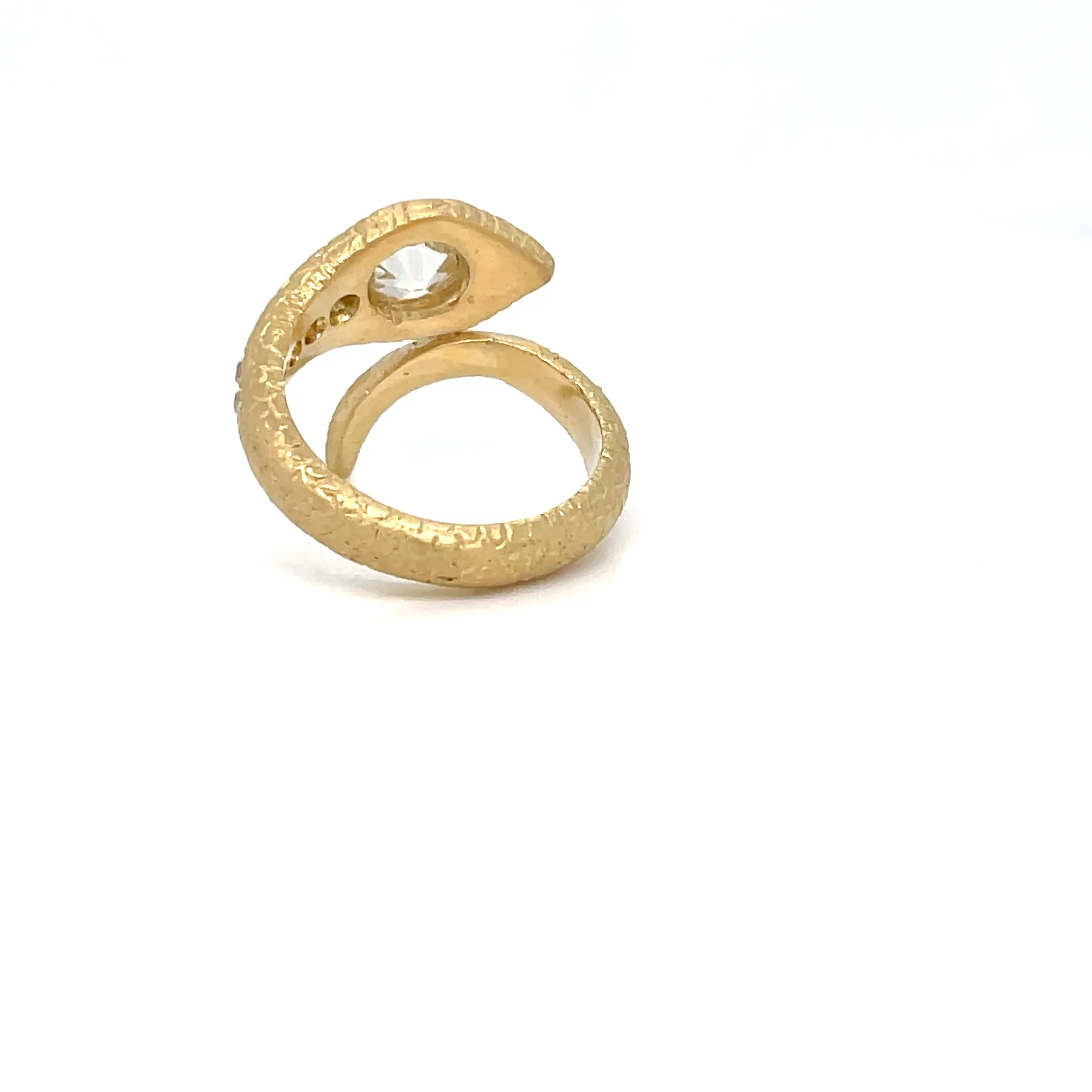 Antique Diamond Coiled Snake Engraved Ring