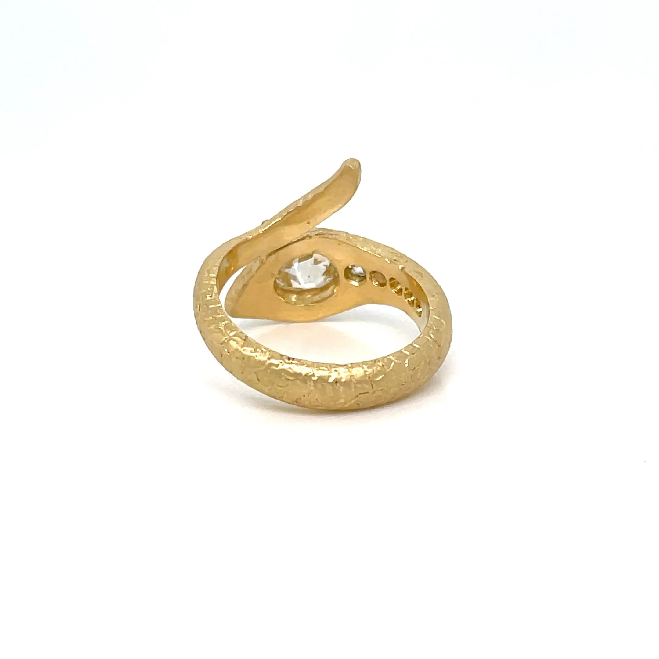 Antique Diamond Coiled Snake Engraved Ring