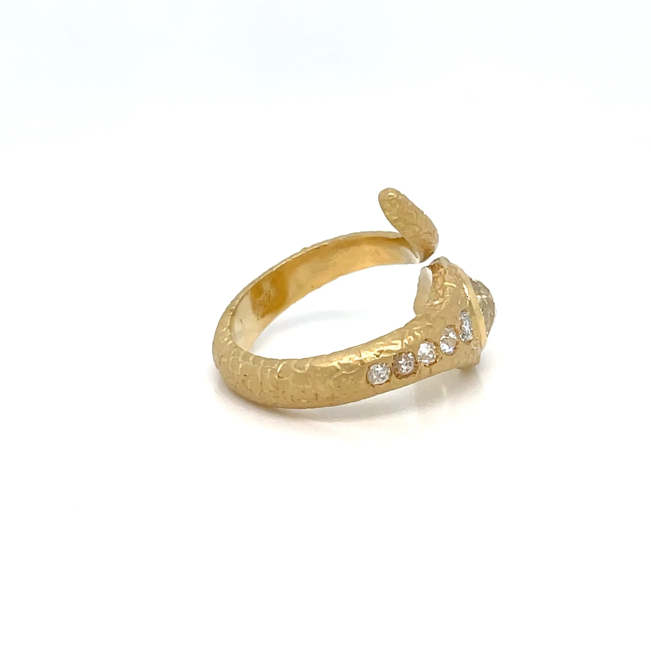 Antique Diamond Coiled Snake Engraved Ring