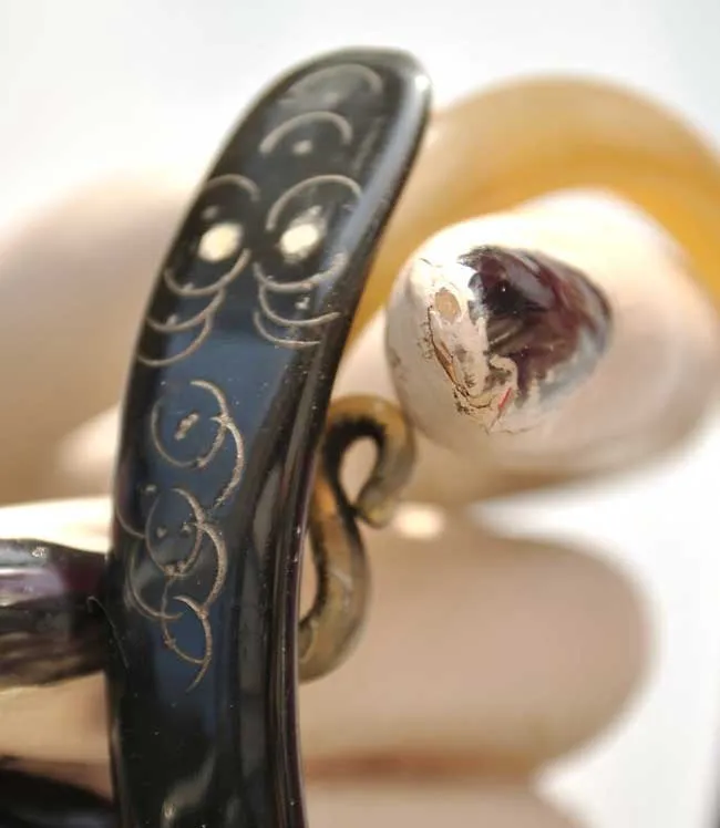 Antique Horn Snake Bangle Bracelet • Carved Horn Serpent