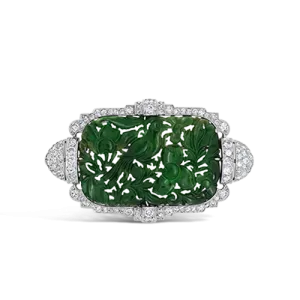 Antique Jade & Diamond Brooch