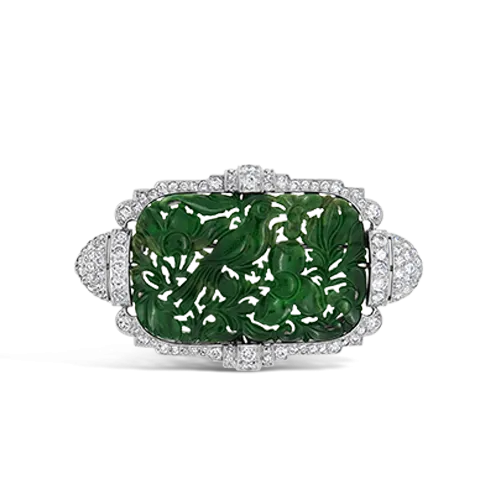 Antique Jade & Diamond Brooch