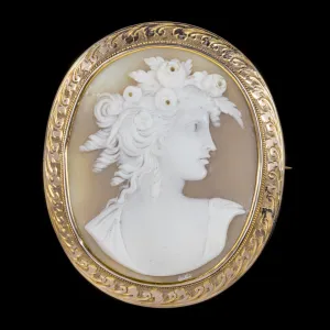 Antique Victorian Cameo Brooch 9ct Gold Frame