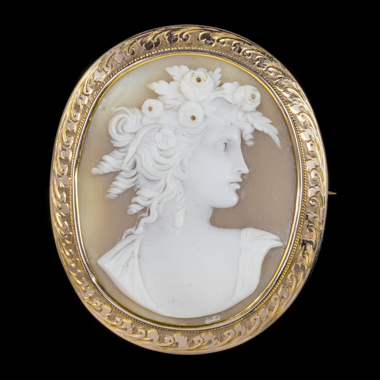 Antique Victorian Cameo Brooch 9ct Gold Frame