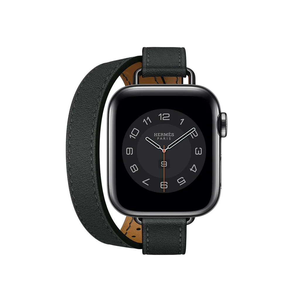 Apple Watch Hermès 40mm Noir Swift Leather Attelage Double Tour