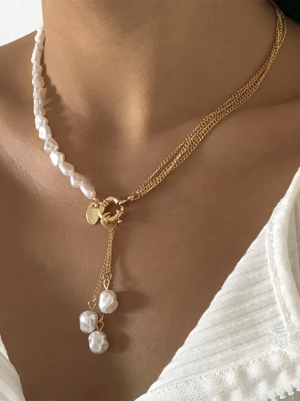 Baroque shaped pearl necklace creative irregular chain clavicle necklace
