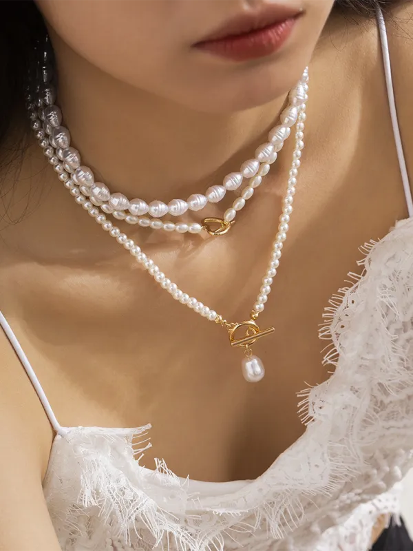 Baroque shaped pearl necklace creative irregular chain clavicle necklace