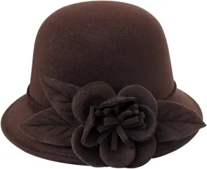 Bowler Fedora Hat with Rolled Brim Classic Wool Hats for Man Woman Halloween Prop Party Wedding Hat (G, One Size)