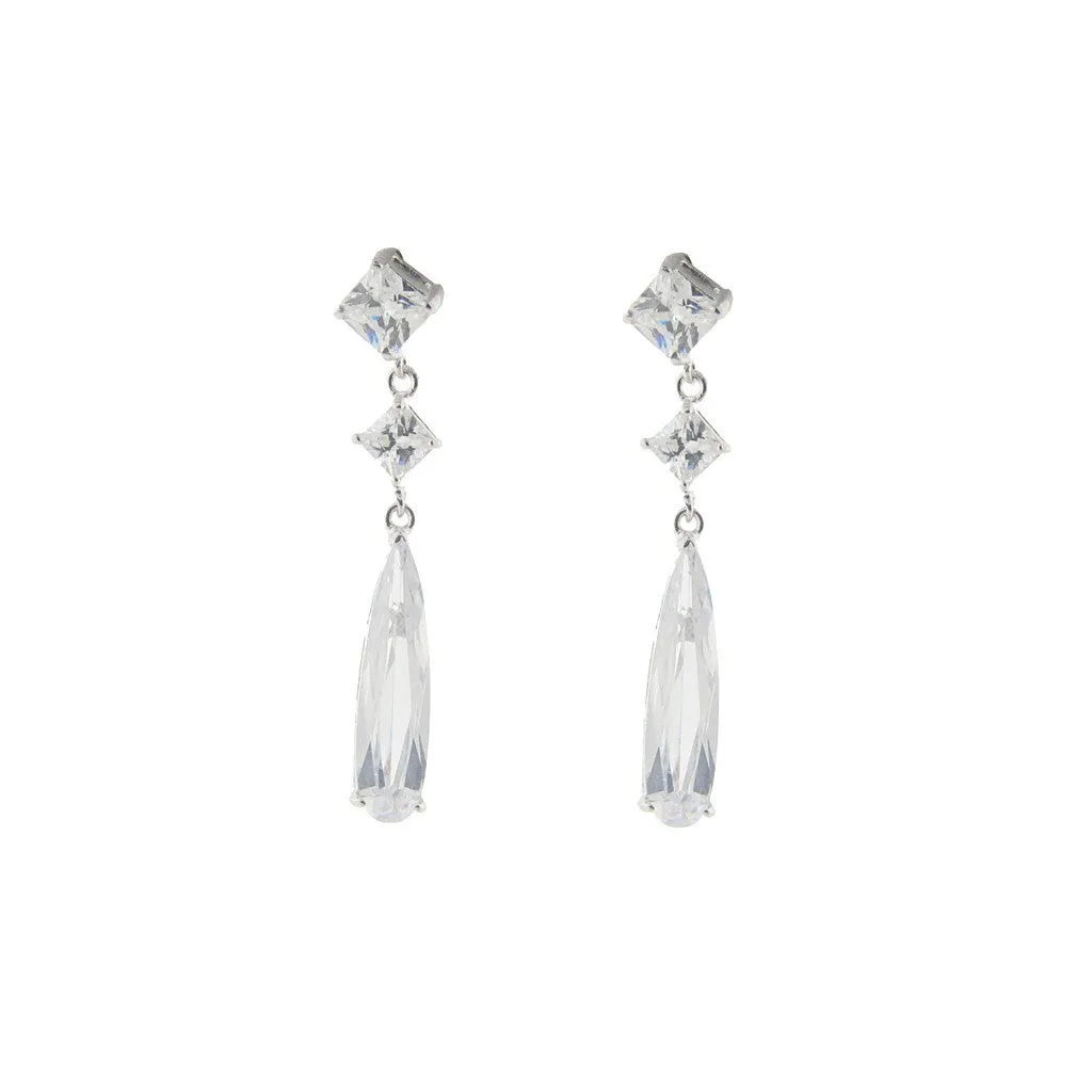 Bridal Baguette Earrings in Sterling Silver