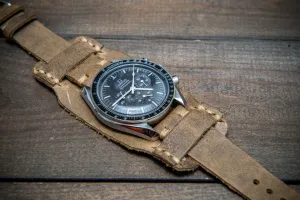 Bund-style Leather Watch Strap, Aviator model, Horween Military Olive