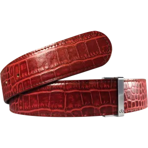 Burgundy Crocodile Textured Leather Belt