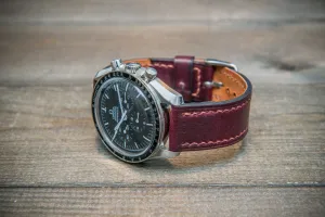 Buttero leather watch strap (burgundy), handmade in Finland 10-26 mm