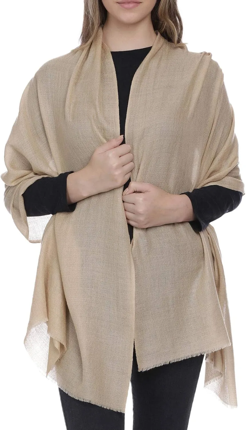 Cashmere Scarf Made in Kashmir (Gift Pack) Merino Wool Silk Cashmere Large Superfine Pashmina Unisex