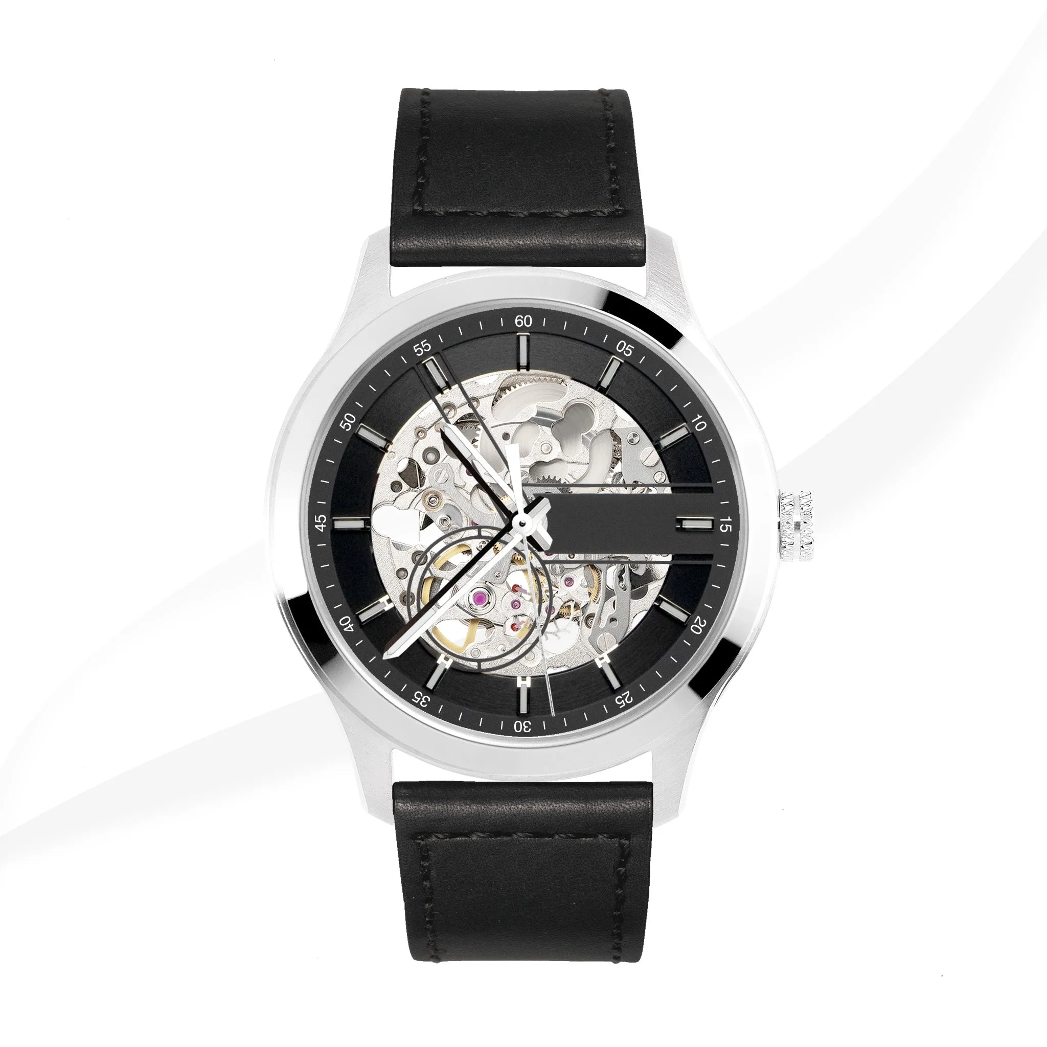 CUSTOM Mechanical Watch | 40mm | EONIQ Navigator 3 - Premium Brushed Silver
