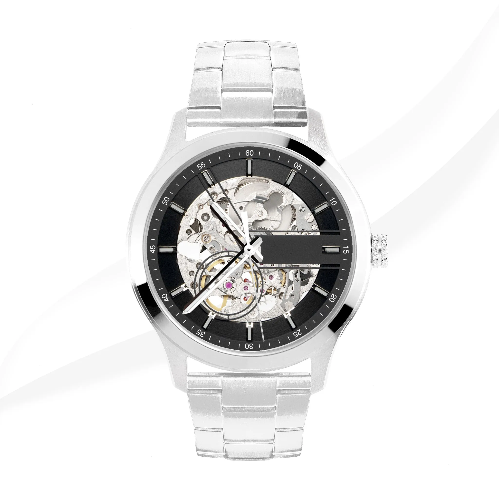 CUSTOM Mechanical Watch | 40mm | EONIQ Navigator 4 - Premium Brushed Silver