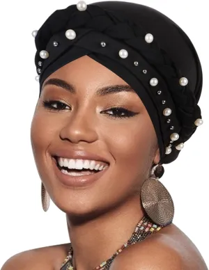 DRESHOW Turban Pre-Tied Twisted Hat Thread African Head Wraps for Black Women Chemo Cancer Cap Braid Hair Cover