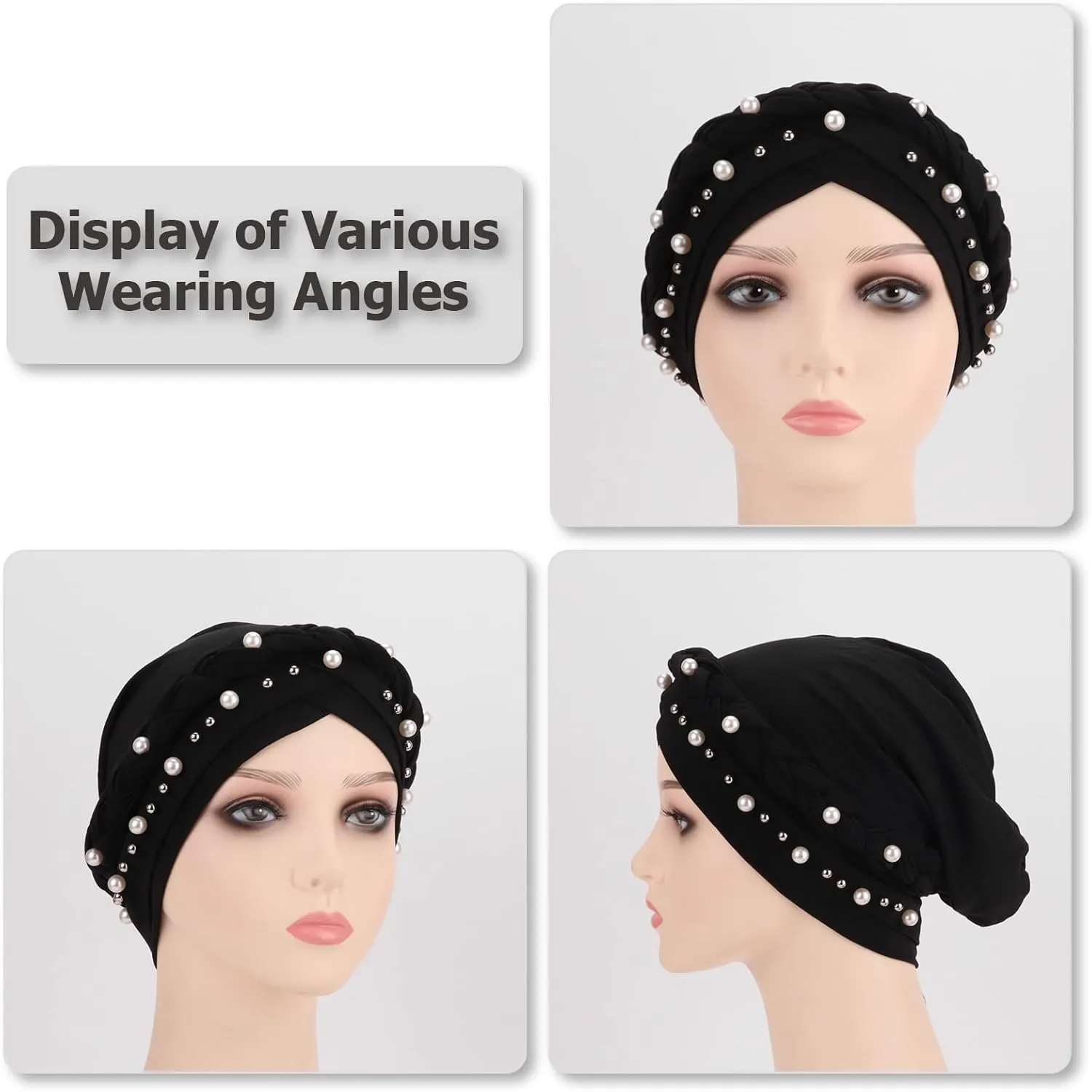 DRESHOW Turban Pre-Tied Twisted Hat Thread African Head Wraps for Black Women Chemo Cancer Cap Braid Hair Cover